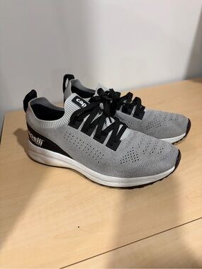 Capelli of New York Men's Light Gray Knit Athletic Sneakers with Black Accents